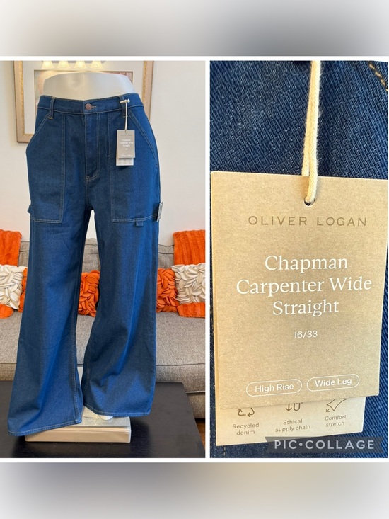 Oliver Logan Denim - NWT Oliver Logan Chapman Carpenter Straight Wide Leg Super High Rise Jeans